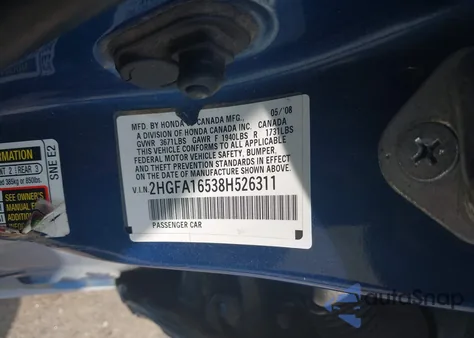 2008 Honda Civic Lx from USA, damaged, VIN 2HGFA16538H526311
